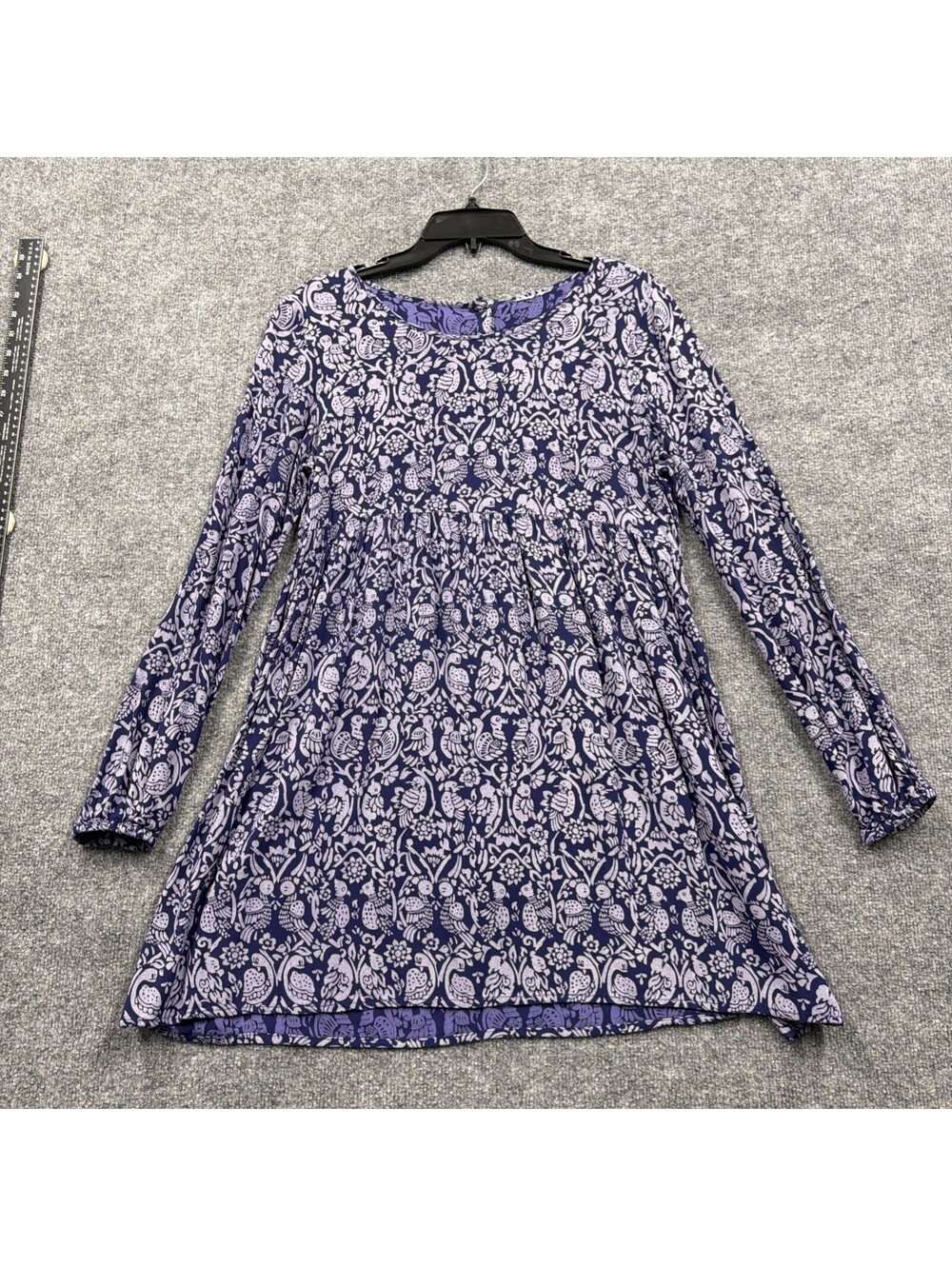 Roxy Women's Purple Bird Print Casual Long Sleeve Mini Dress Size M